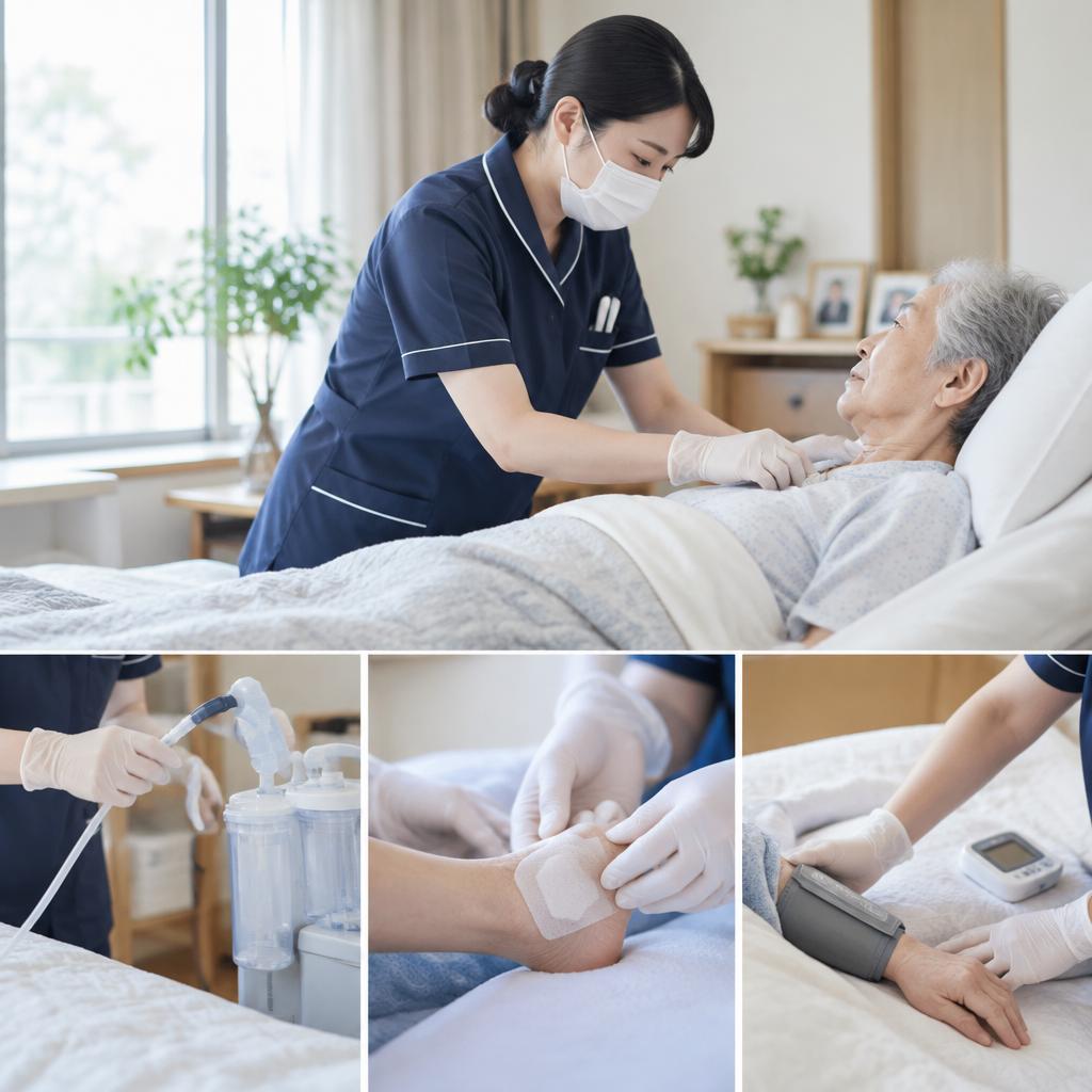 看護師が訪問し、状態に合わせたケアを行います
