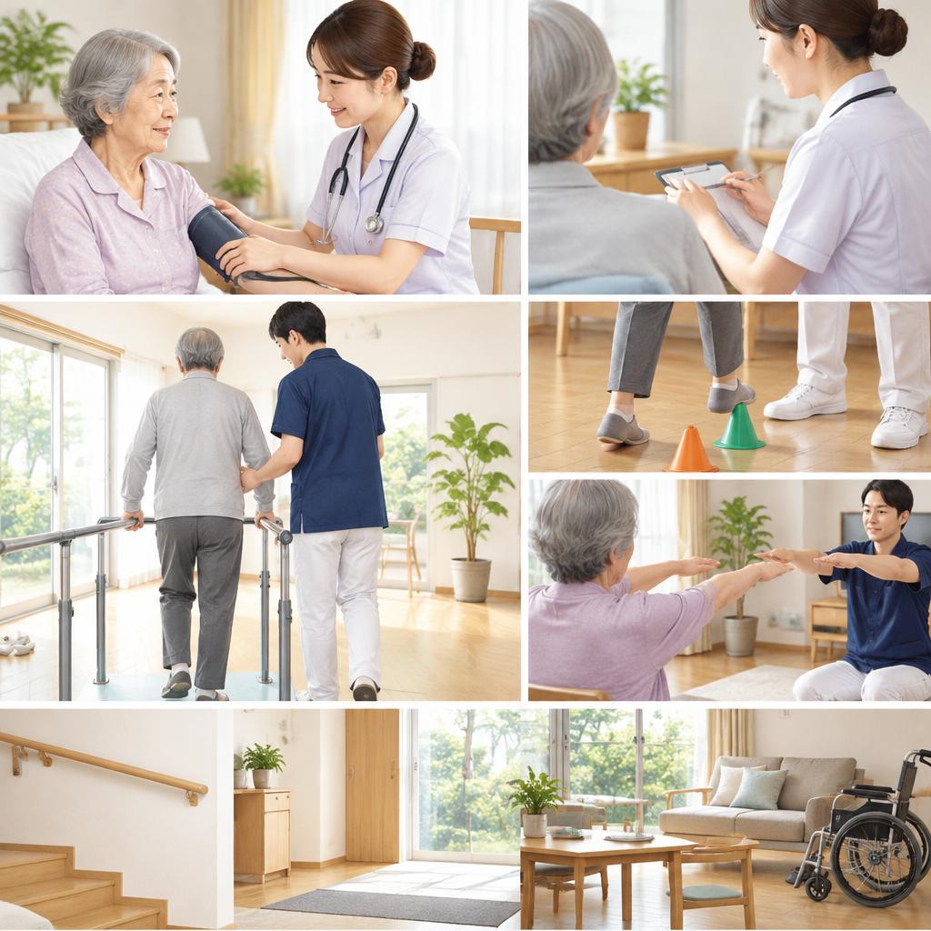 体調管理から日々の動作まで、ご自宅で一人ひとりに合わせて